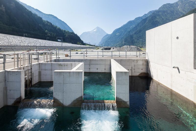 Flood control basin, Gotthard-Ceneri Base tunnel, Erstfeld, Switzerland