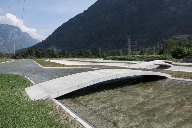 Flood control basin, Gotthard-Ceneri Base tunnel, Erstfeld, Switzerland