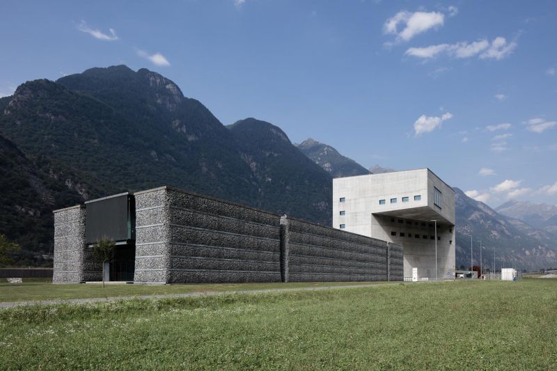 Infocenter (Bauzeit Architects) and Operating center (Bruno Fioretti Marquez Architects), Gotthard-Ceneri Base tunnel, Pollegio, Switzerland, 